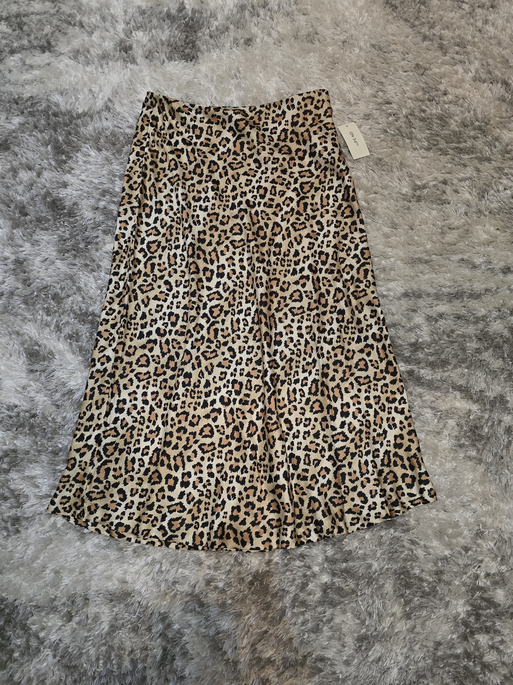 Leopard Print Satin Midi Skirt